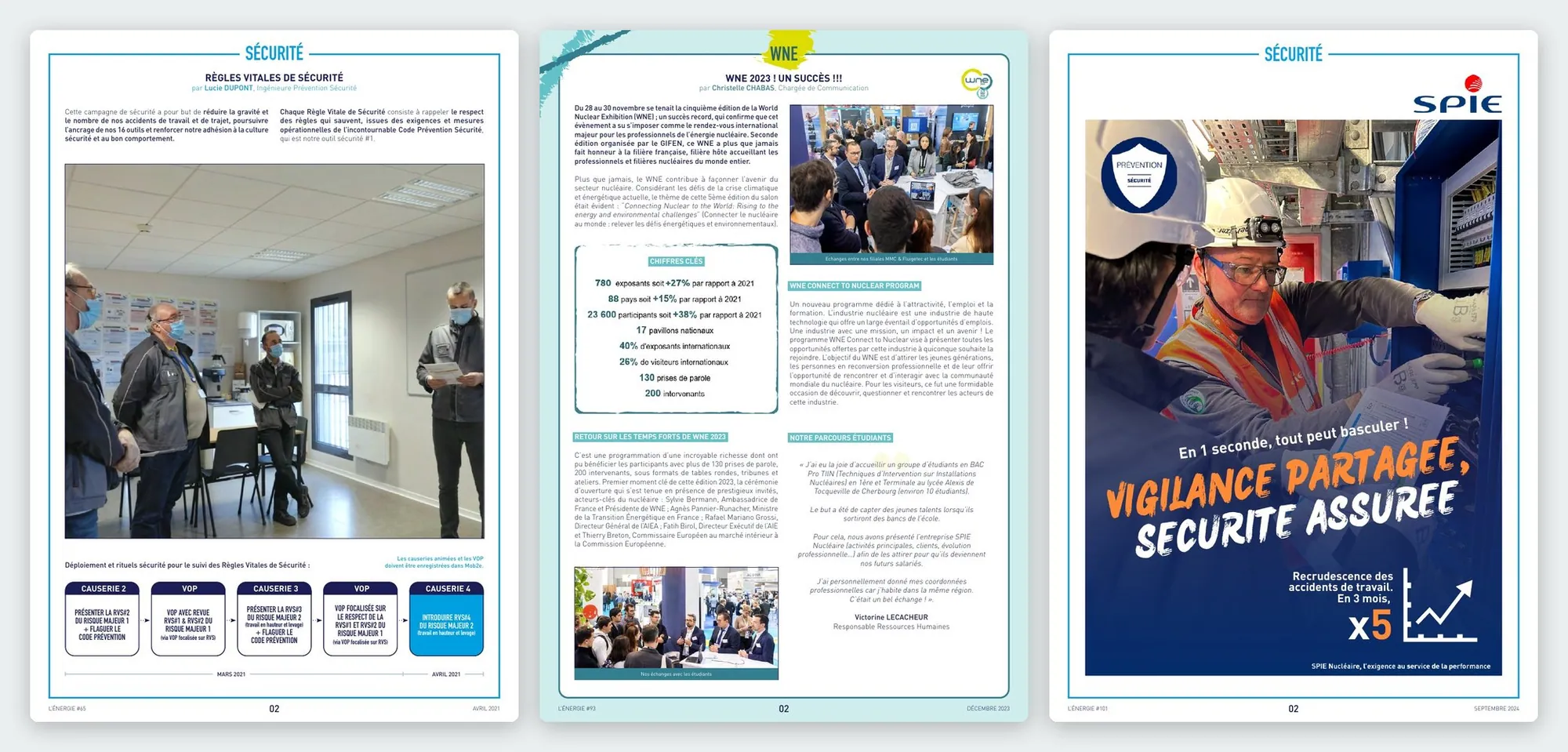 Pages intérieures : reportage, résultats sécurité et affiche Vigilance partagée